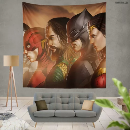 Justice League Dawn of Heroes Comic Wall Tapestry