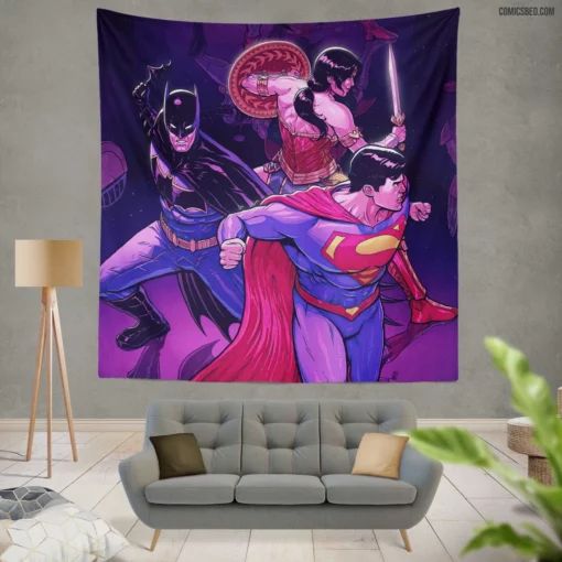 Justice League Heroes United Trilogy Comic Wall Tapestry