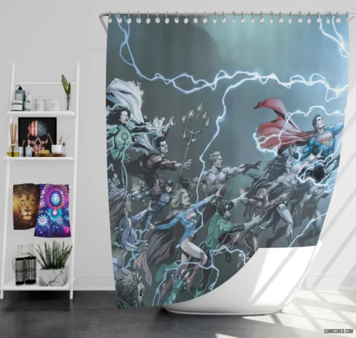 Justice League Iconic Heroes Comic Shower Curtain