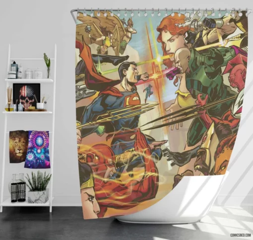 Justice League Iconic Superteam Comic Shower Curtain