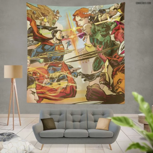 Justice League Iconic Superteam Comic Wall Tapestry