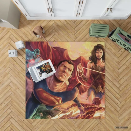 Justice League Titans Unite Saga Comic Rug