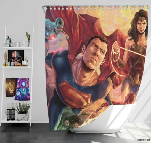 Justice League Titans Unite Saga Comic Shower Curtain