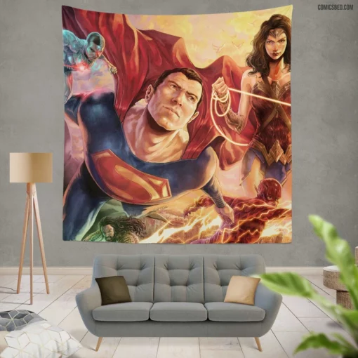 Justice League Titans Unite Saga Comic Wall Tapestry