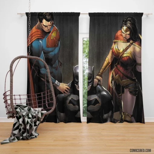 Justice League Trinity DC Heroes Comic Curtain