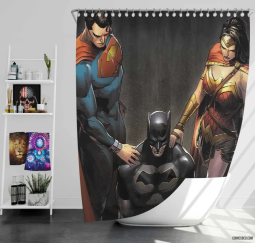 Justice League Trinity DC Heroes Comic Shower Curtain