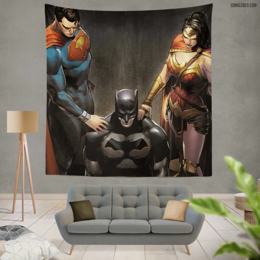 Justice League Trinity DC Heroes Comic Wall Tapestry