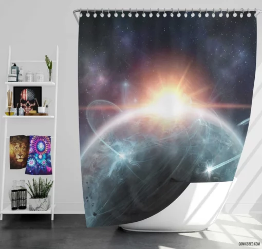 Kaliumlabs Planetary Discovery Comic Shower Curtain