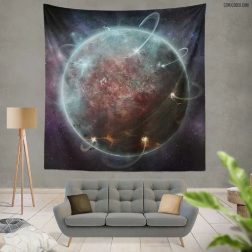 Kaliumlabs Space Celestial Adventure Comic Wall Tapestry