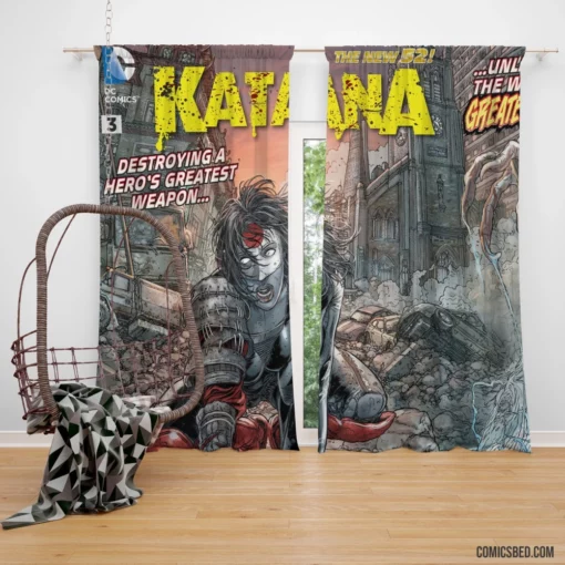 Katana Deadly Blade Samurai Avenger Comic Curtain