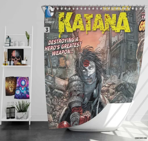 Katana Deadly Blade Samurai Avenger Comic Shower Curtain