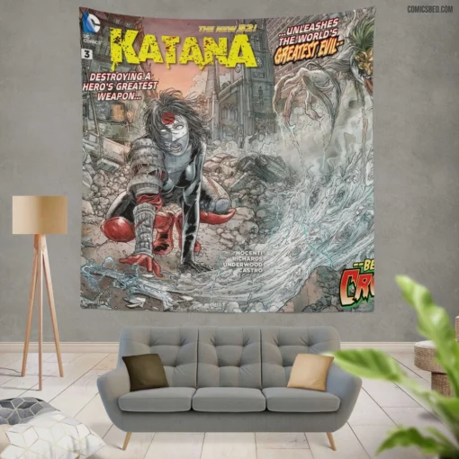 Katana Deadly Swordswoman Comic Wall Tapestry