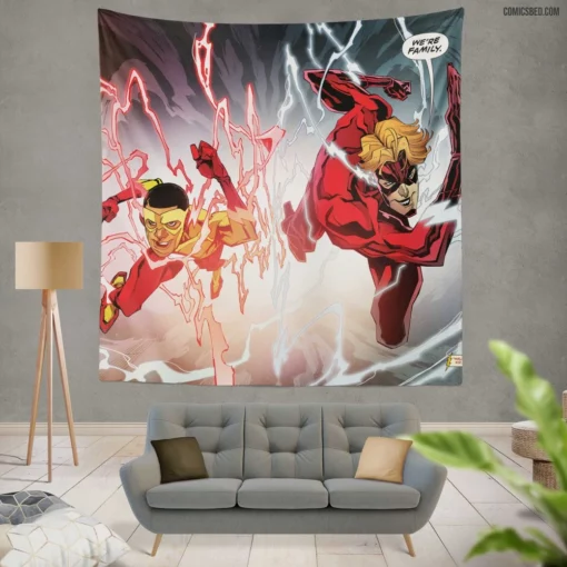 Kid Flash Speedster Sidekick Comic Wall Tapestry