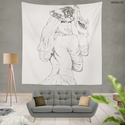 Lady Blackhawk Sky-High Heroine Comic Wall Tapestry