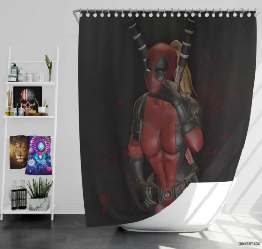 Lady Deadpool Marvel Heroine Comic Shower Curtain