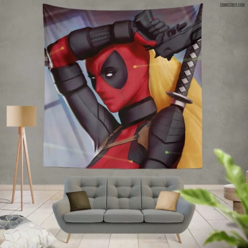 Lady Deadpool Marvel Mercenary Comic Wall Tapestry