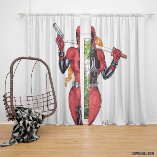 Lady Deadpool Sassy Heroine Comic Curtain