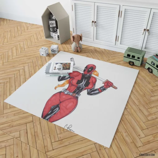 Lady Deadpool Sassy Heroine Comic Rug 1