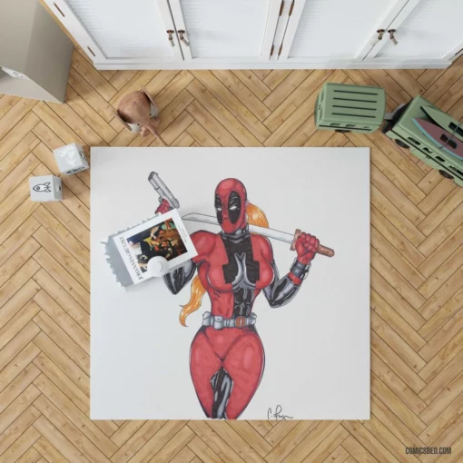 Lady Deadpool Sassy Heroine Comic Rug