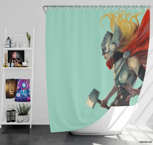 Lady Thor Goddess of Thunder Comic Shower Curtain