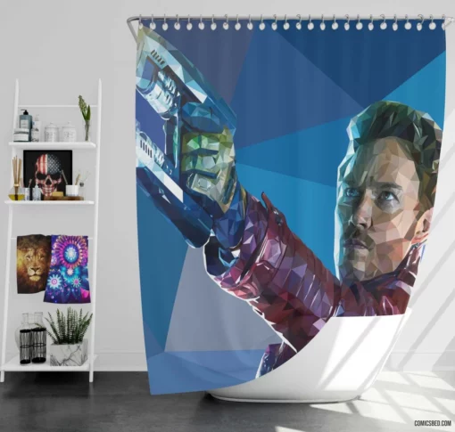 Low Poly Adventures Star Lord Chronicles Comic Shower Curtain
