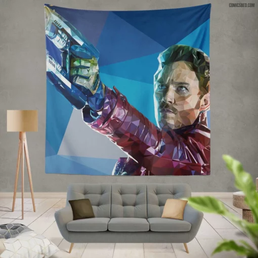 Low Poly Adventures Star Lord Chronicles Comic Wall Tapestry