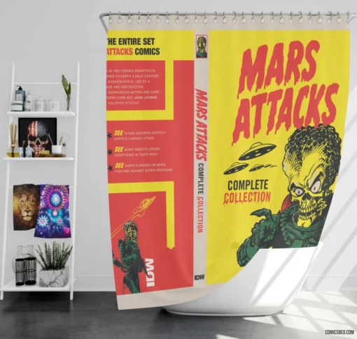 Mars Attacks Cosmic Crisis Chronicles Comic Shower Curtain