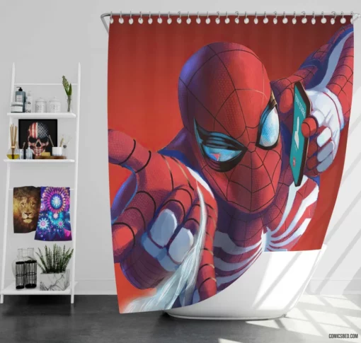 Marvel Arachnid Avenger Spidey Feats Comic Shower Curtain