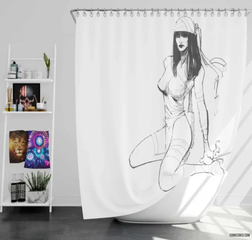 Marvel Assassin Elektra Chronicles Comic Shower Curtain