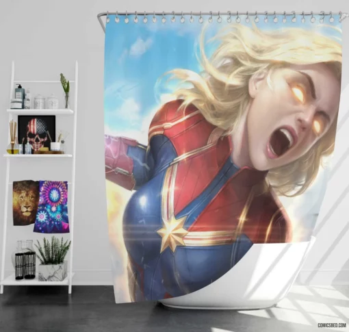 Marvel Blonde Dynamo Captain Marvel Saga Comic Shower Curtain