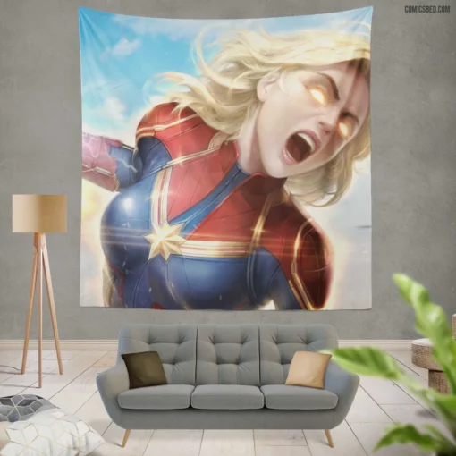 Marvel Blonde Dynamo Captain Marvel Saga Comic Wall Tapestry