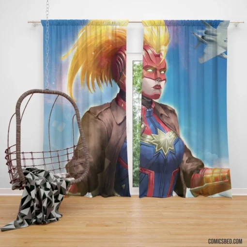 Marvel Captain Marvel Celestial Hero Comic Curtain