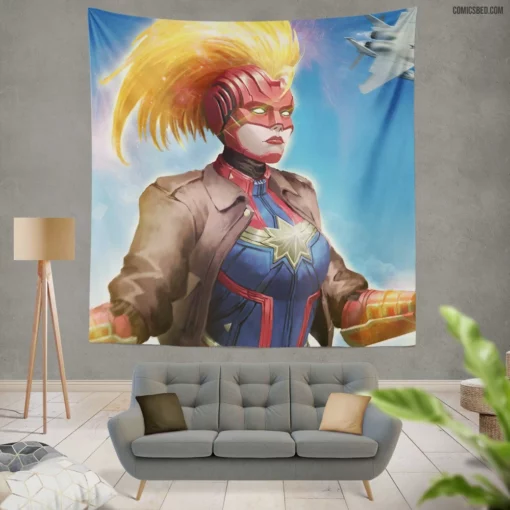 Marvel Captain Marvel Celestial Hero Comic Wall Tapestry