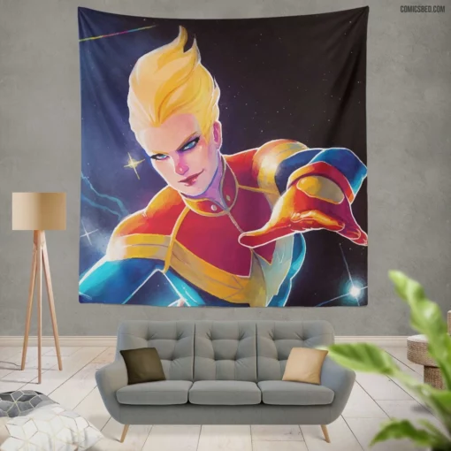 Marvel Captain Marvel Cosmic Chronicles Comic Wall Tapestry