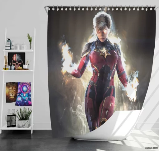 Marvel Captain Marvel Galactic Guardian Comic Shower Curtain