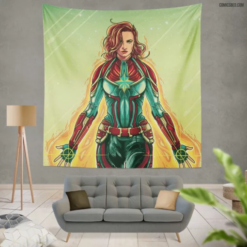 Marvel Captain Marvel Stellar Adventures Comic Wall Tapestry