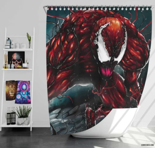 Marvel Carnage Unleashed Spider-Man Foe Comic Shower Curtain