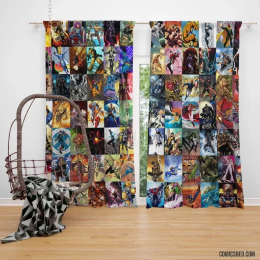 Marvel Collage Heroes United Comic Curtain