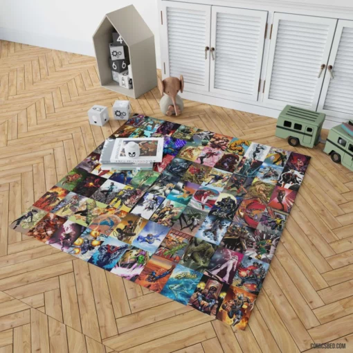 Marvel Collage Heroes United Comic Rug 1