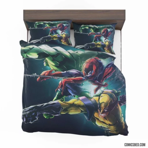 Marvel Comics Spider-Man Hulk Wolverine Heroic Ensemble Bedding Set 1