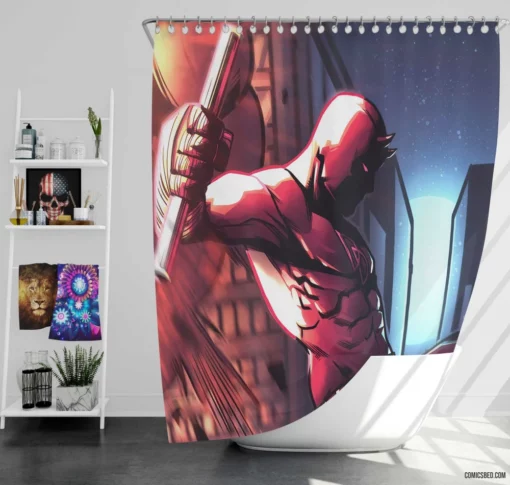 Marvel Daredevil City Silent Guardian Comic Shower Curtain