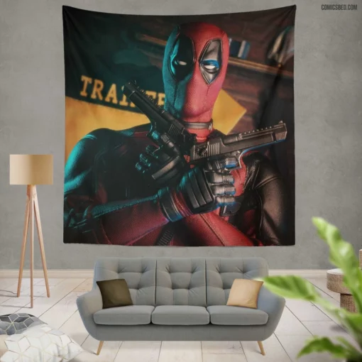 Marvel Deadpool Figurine Collector Merc Comic Wall Tapestry