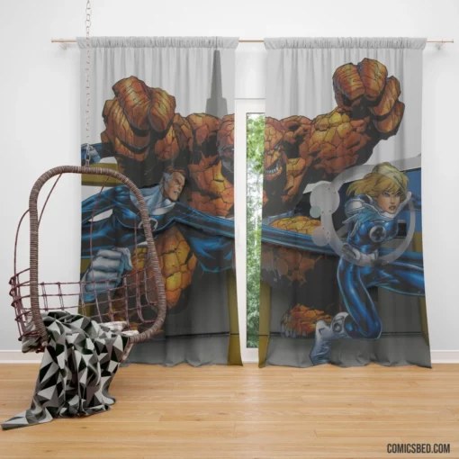 Marvel Fantastic Four Invisible Woman Thing Comic Curtain