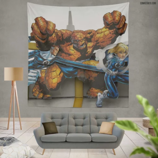 Marvel Fantastic Four Invisible Woman Thing Comic Wall Tapestry