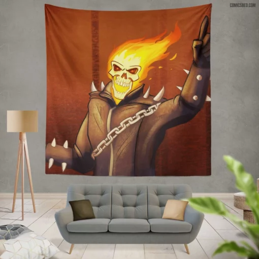 Marvel Fiery Avenger Ghost Rider Chronicles Comic Wall Tapestry