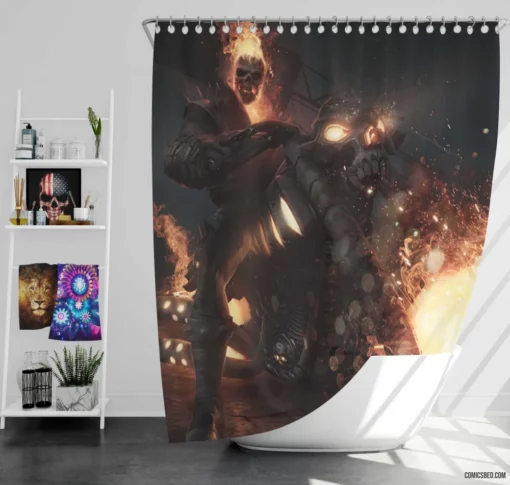 Marvel Flaming Vigilante Ghost Rider Comic Shower Curtain