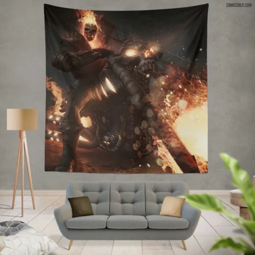 Marvel Flaming Vigilante Ghost Rider Comic Wall Tapestry