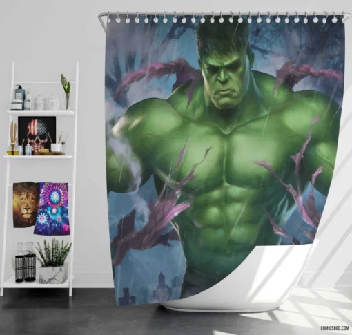 Marvel Green Goliath Hulk Chronicles Unleashed Comic Shower Curtain