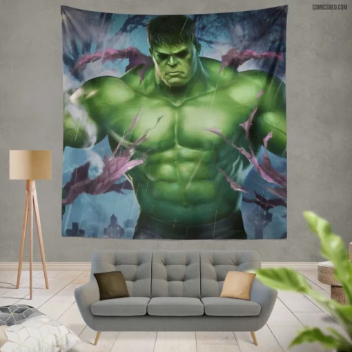 Marvel Green Goliath Hulk Chronicles Unleashed Comic Wall Tapestry