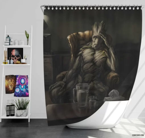 Marvel Guardians of the Galaxy Groot Journey Comic Shower Curtain
